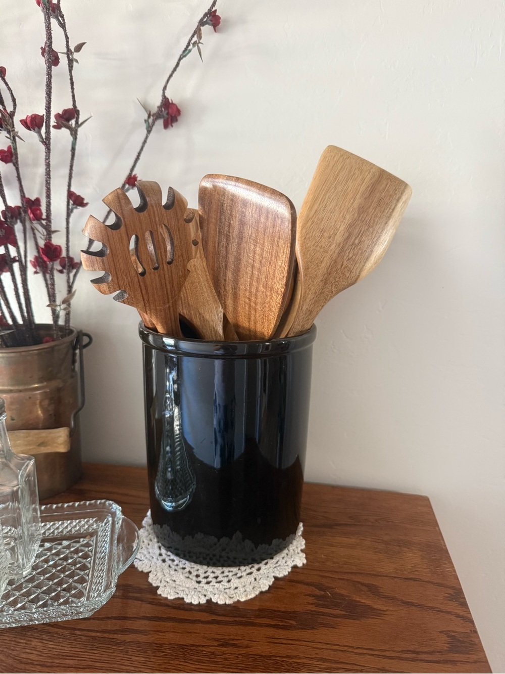 Shiny Black Utensil Holder or Vase